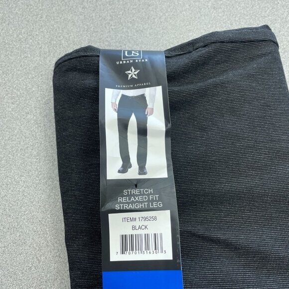 NEW Urban Star Men's Size 36x30 5 Pocket Black Stretch  Straight Leg Pants - Picture 8 of 11
